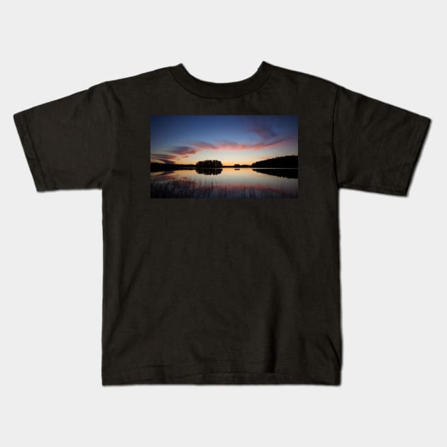 Beautiful clouds and lake landscape after sunset Kids T-Shirt by Juhku